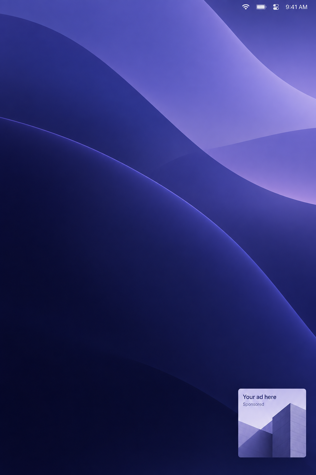 Illustrative right edge of a Mac desktop with a small Your ad here placement.