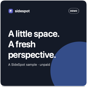 Actual SideSpot square sponsor window, showing illustrative creative